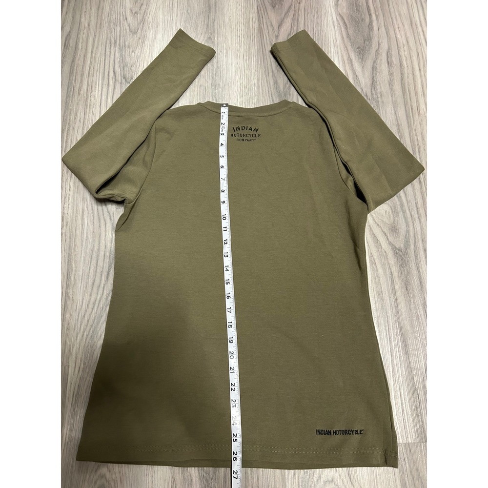 Indian Motorcycle Mens Long Sleeve Graphic T-Shirt Cotton Blend M Olive Green - Picture 8 of 8
